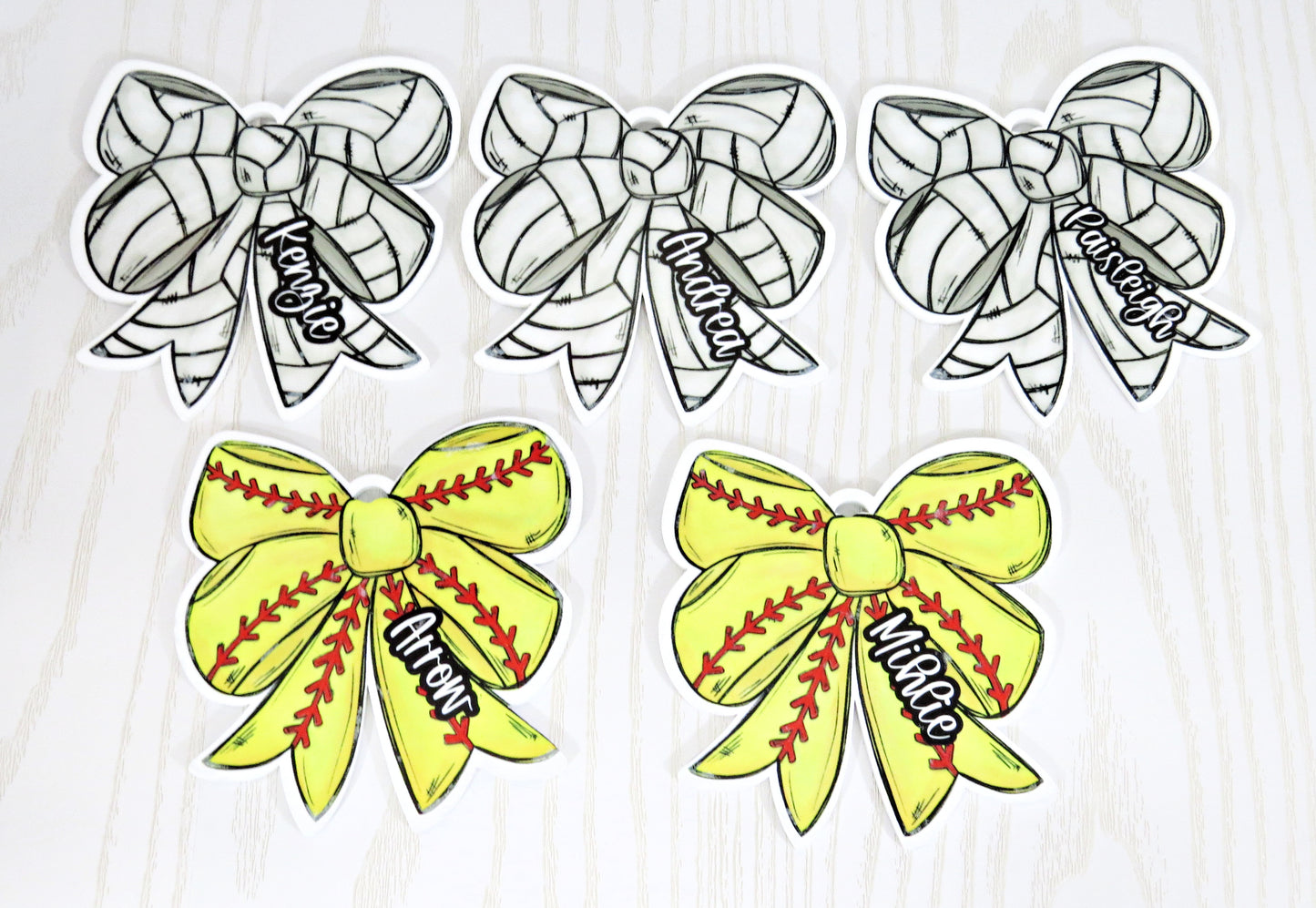 Sports Bow Bag Tag Personalized with Name - Kids Soccer Volleyball Baseball Softball Golf Basketball Bag Name Tag Keychain