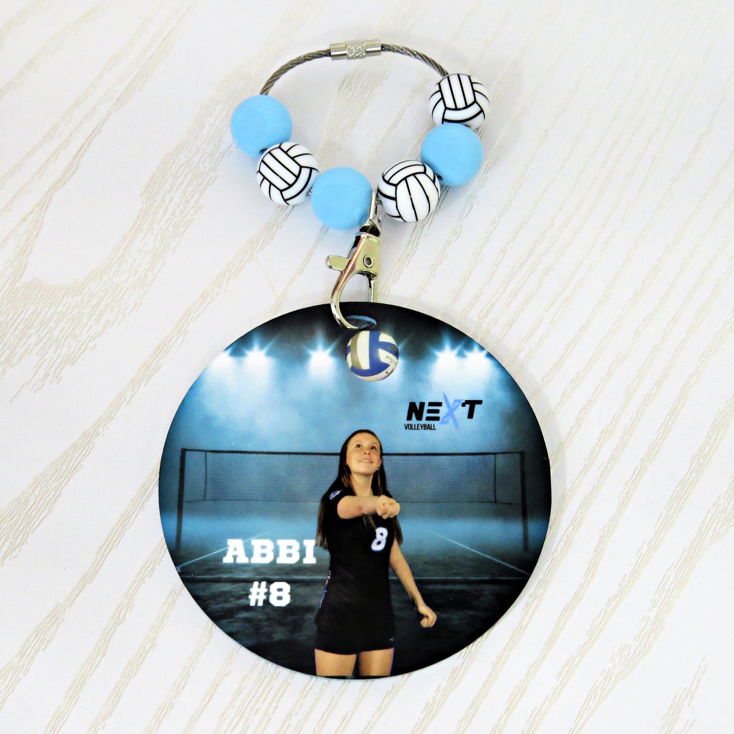 Personalized Volleyball Mom Bag Tag with Name for Purse Backpack Sports Bag - Custom Kids Picture Acrylic ID