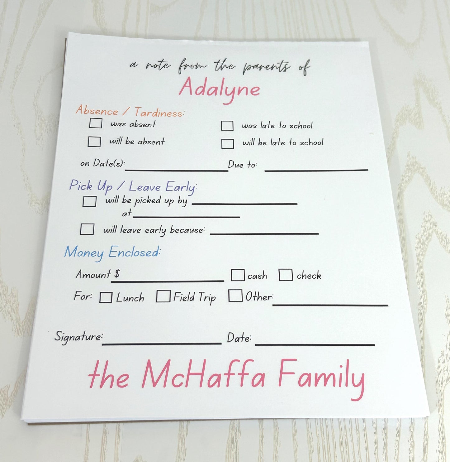 Parent-to-Teacher Communication Notepad – 52 Large Tear-Off Sheets