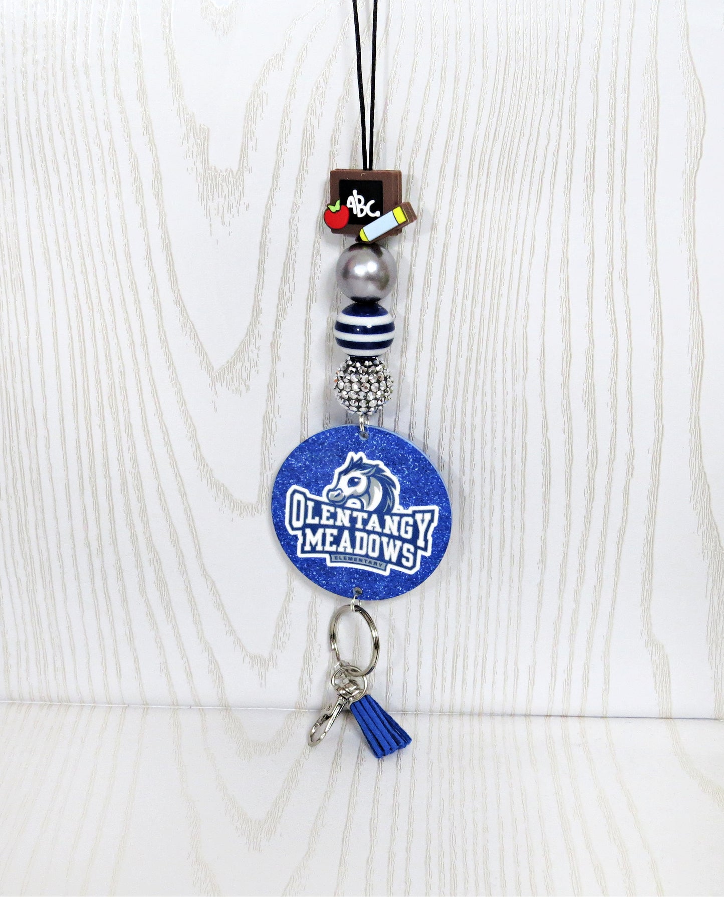 Kenzie's Boutique Handmade Personalized Olentangy Meadows Elementary School Lanyard - Stylish Cute Beaded Design - Breakaway Clasp for ID Badges and Keys - Gift- School