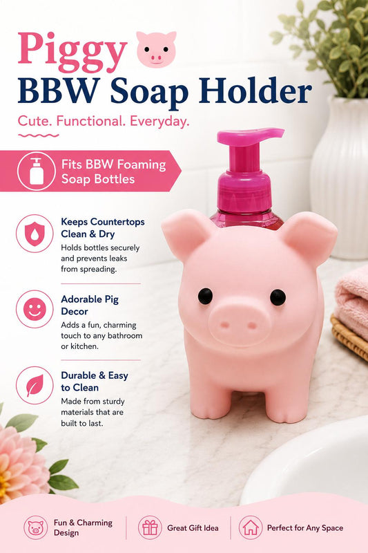 Pink Pig Foaming Soap Holder – Farmhouse Farm Animal Kitchen & Bathroom Countertop Decor – 3D Printed BBW Style Soap Stand