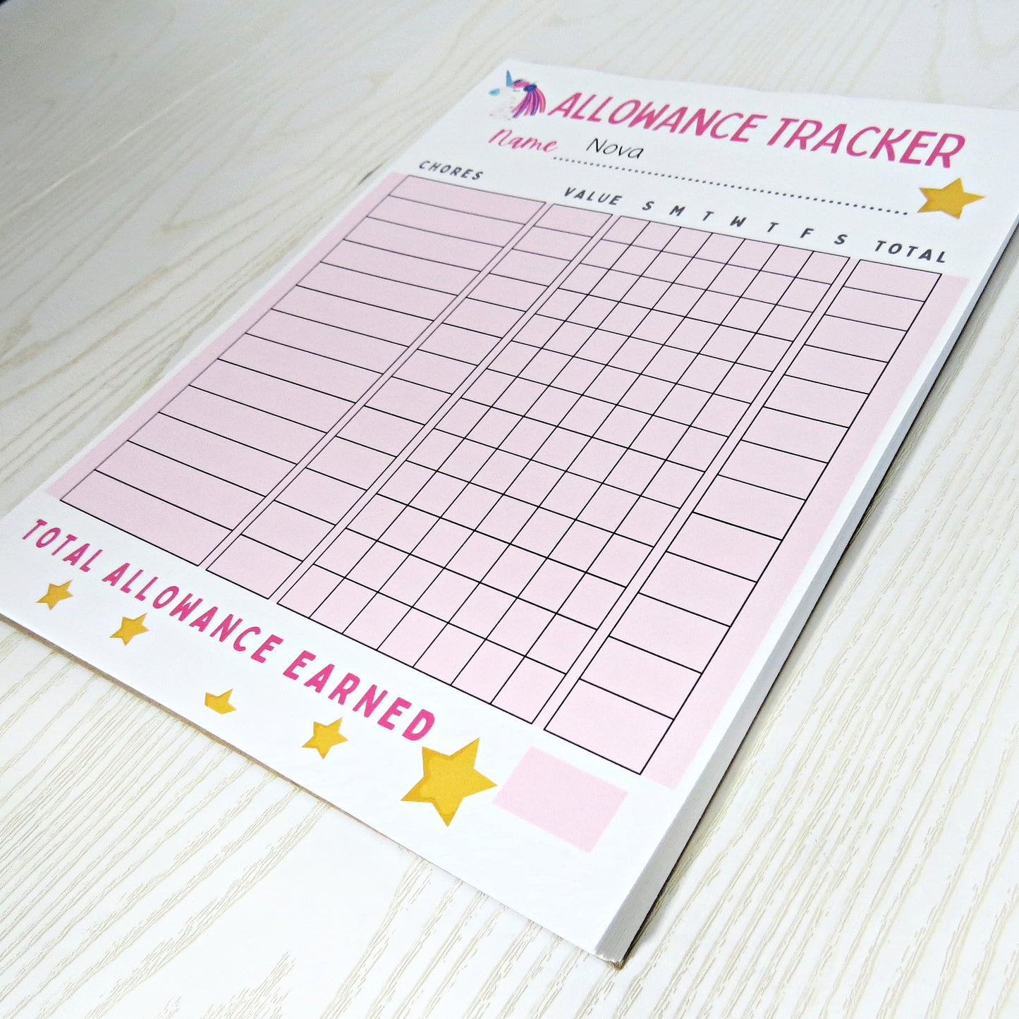 Personalized Kids Allowance Tracker Notepad – Fun Chore Chart Pad for Weekly Money Management
