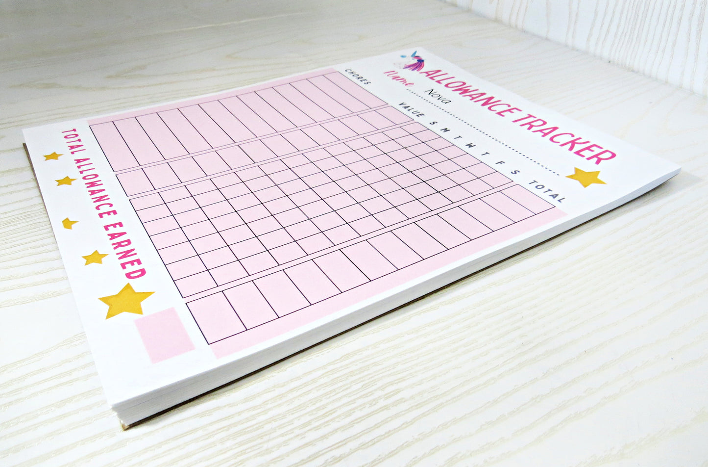 Personalized Kids Allowance Tracker Notepad – Fun Chore Chart Pad for Weekly Money Management