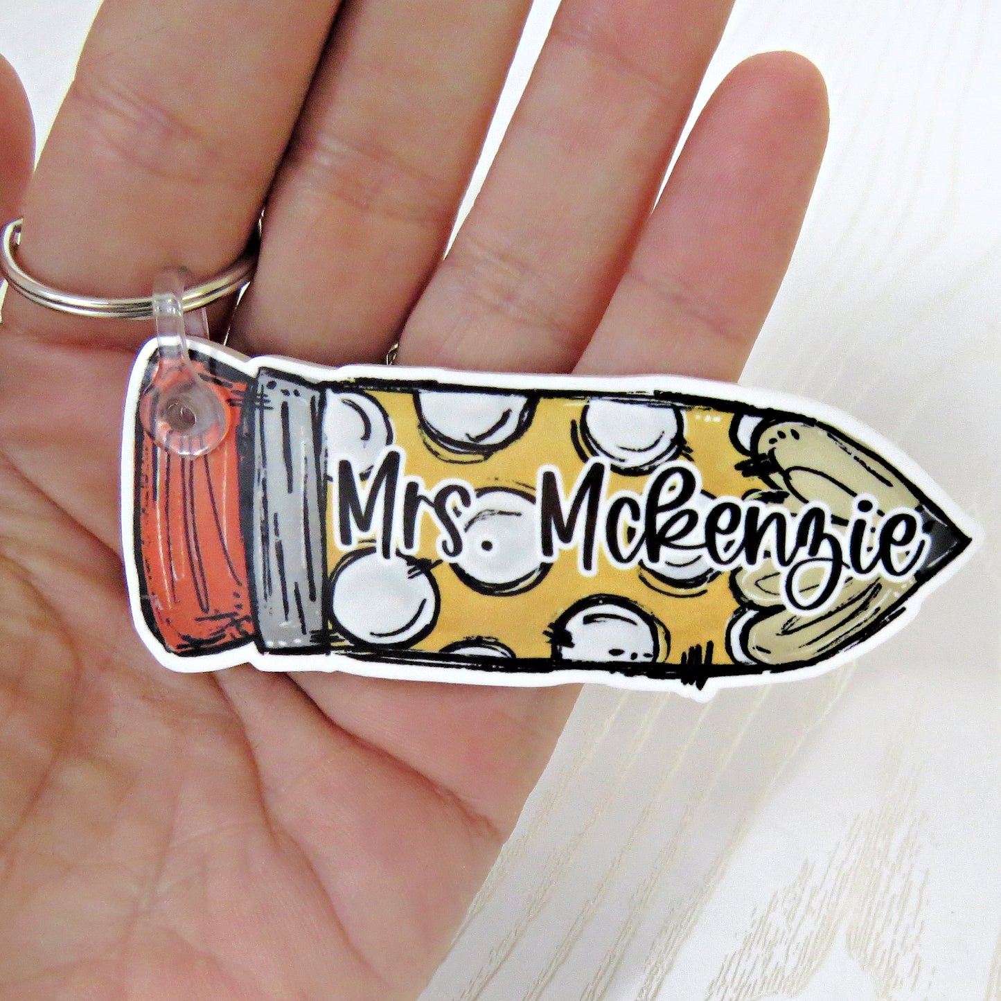 Personalized Pencil Keychains with Name for Teachers Gift - Custom Thank You Appreciation Week Present - Acrylic Back to School Graduation