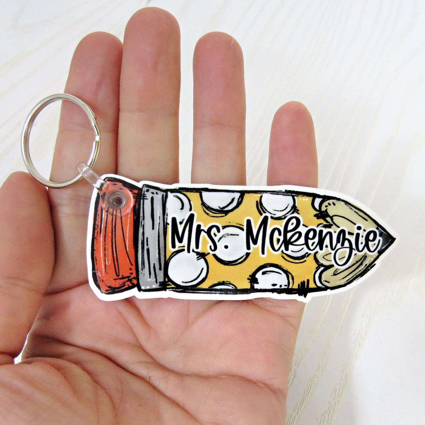 Personalized Pencil Keychains with Name for Teachers Gift - Custom Thank You Appreciation Week Present - Acrylic Back to School Graduation