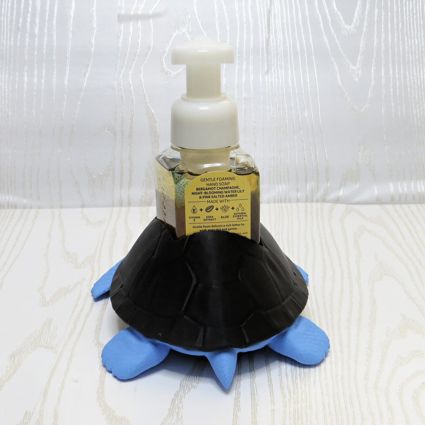 Sea Turtle Foaming Soap Holder for Bathroom or Coastal Kitchen Decor - close-up of sculpted design detail