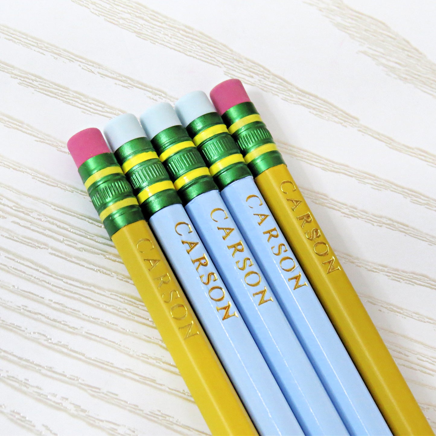 Custom Personalized Pencils Set – Let's Start the Year off Write! Pastel #2 Pencils with Name – Laser Foil Stamped – Teacher Gift, Back to School Supplies, Kids, Students, or Personal Use