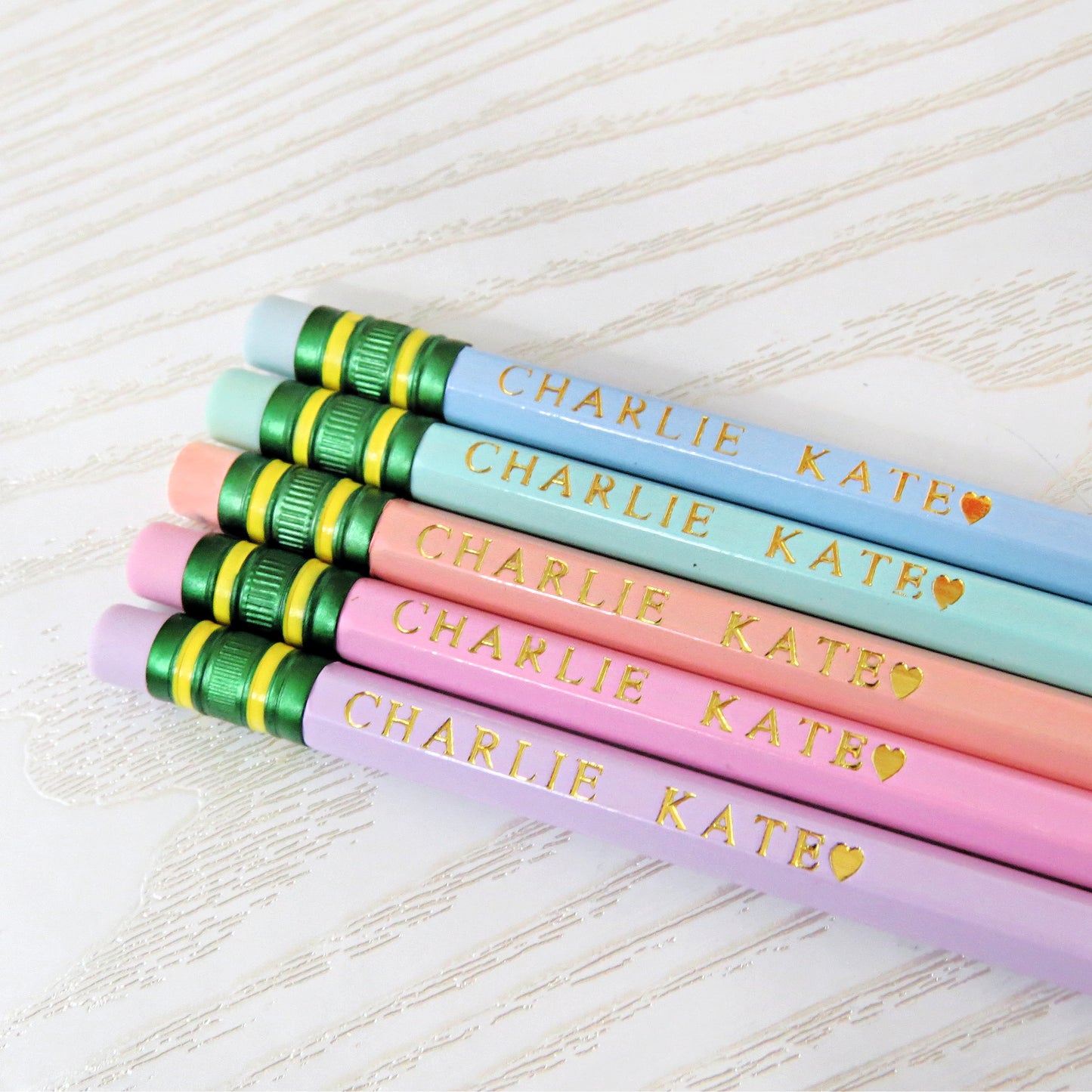Custom Personalized Pencils Set – Let's Start the Year off Write! Pastel #2 Pencils with Name – Laser Foil Stamped – Teacher Gift, Back to School Supplies, Kids, Students, or Personal Use