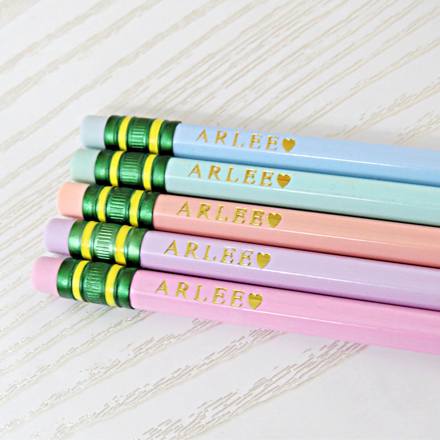 Custom Personalized Pencils Set – Let's Start the Year off Write! Pastel #2 Pencils with Name – Laser Foil Stamped – Teacher Gift, Back to School Supplies, Kids, Students, or Personal Use