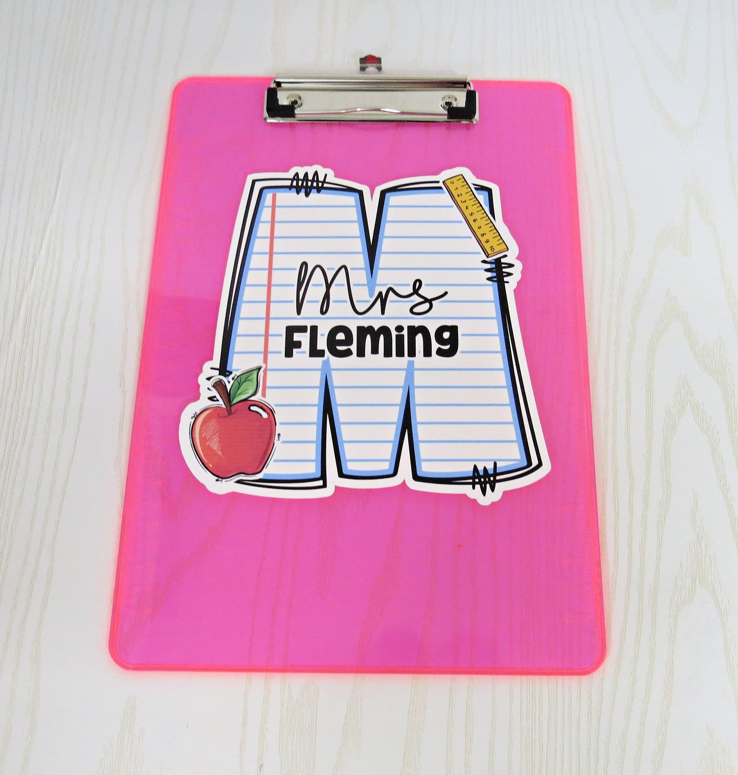 Kenzie's Boutique Handmade Teacher Colored Notebook Clipboard Personalized - Back to School Gift - Kids Supplies - Teacher Appreciation Gift from Student Custom White - Must Haves Essentials for Classroom