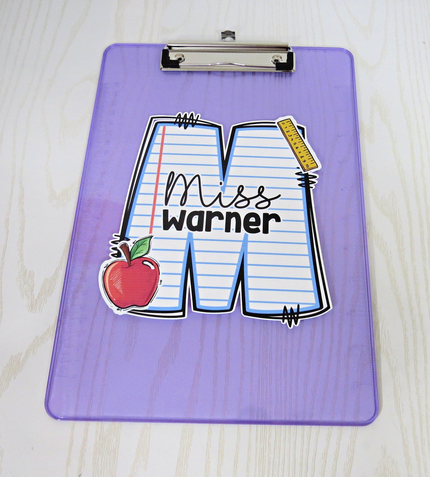 Kenzie's Boutique Handmade Teacher Colored Notebook Clipboard Personalized - Back to School Gift - Kids Supplies - Teacher Appreciation Gift from Student Custom White - Must Haves Essentials for Classroom