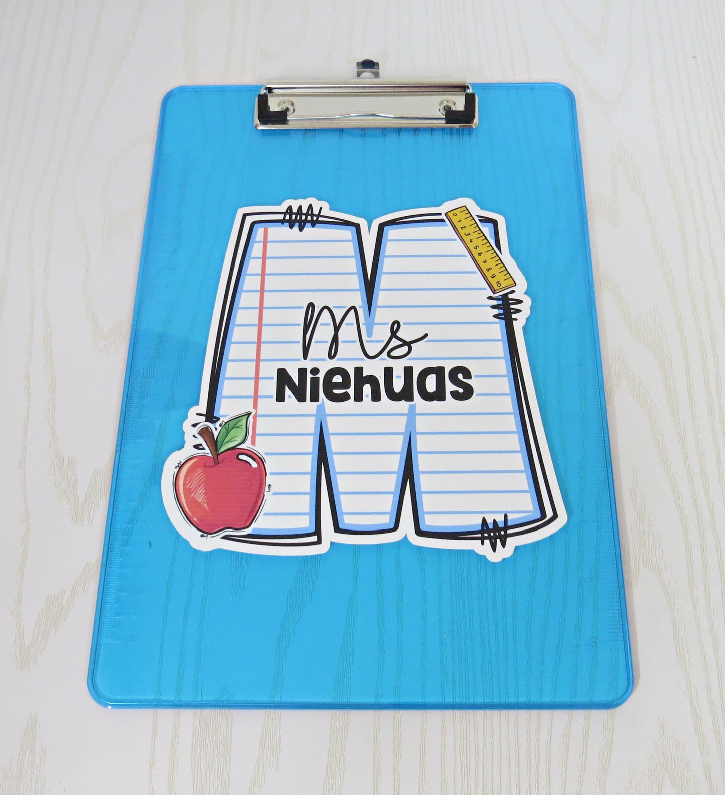 Kenzie's Boutique Handmade Teacher Colored Notebook Clipboard Personalized - Back to School Gift - Kids Supplies - Teacher Appreciation Gift from Student Custom White - Must Haves Essentials for Classroom
