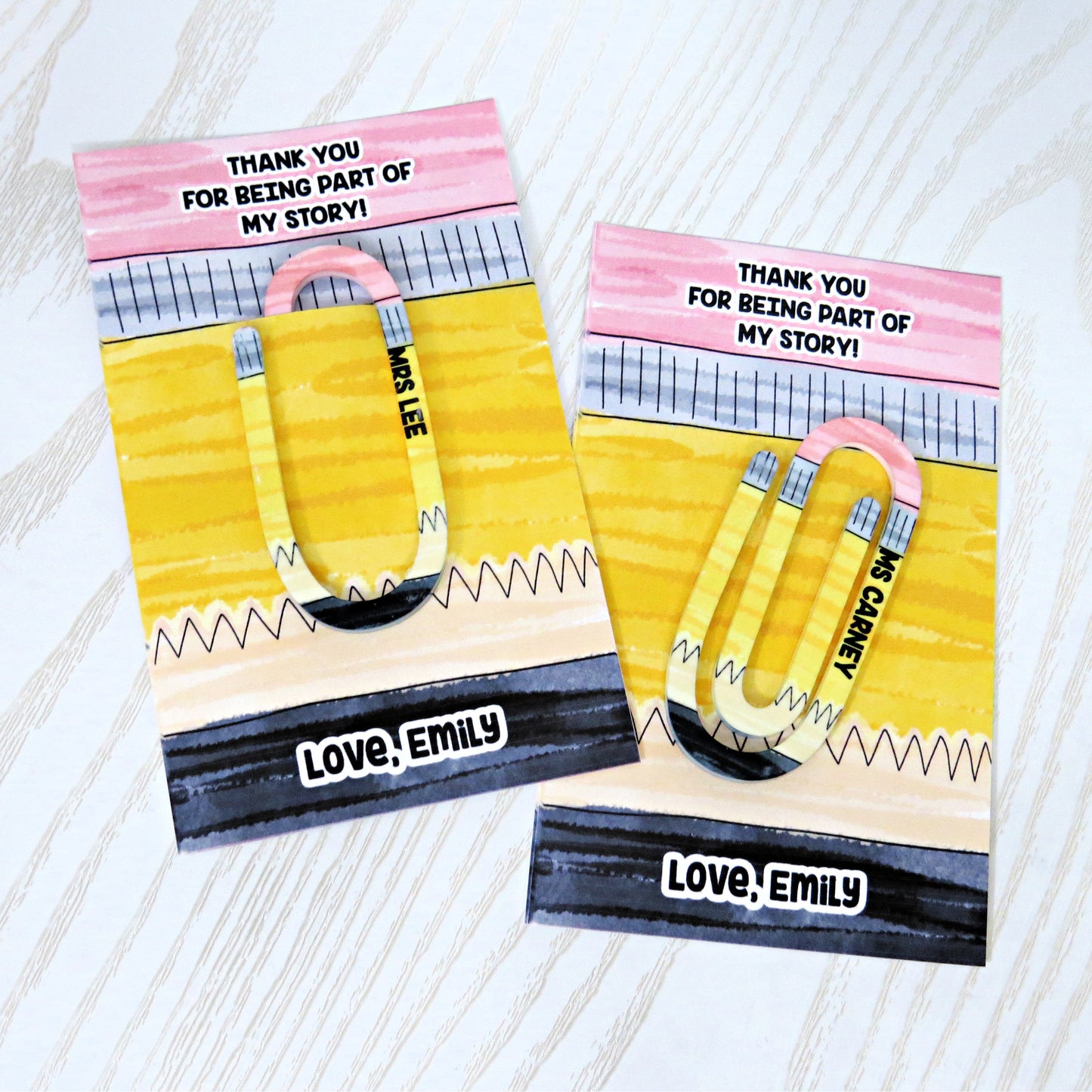 Kenzie's Boutique Handmade Teacher Personalized Oversized Paperclip - Pencil Themed Back to School Gift - Kids Supplies - Teacher Appreciation Gift from Student Custom White - Must Haves Essentials for Classroom