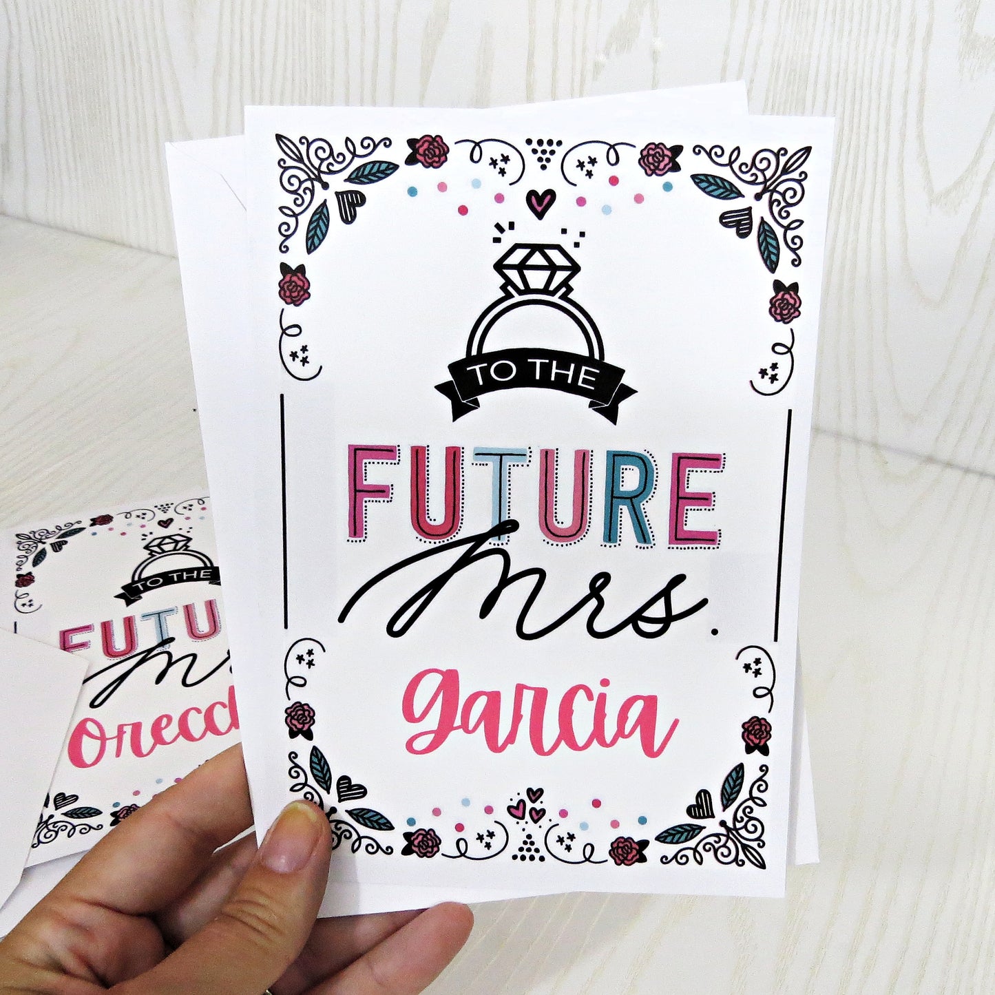 Personalized To the Future Mrs Card - Wedding Bridal Shower Engagement Party Celebration - Bride to Be Unique Gift Card Holder Cash - Folded Card for Her