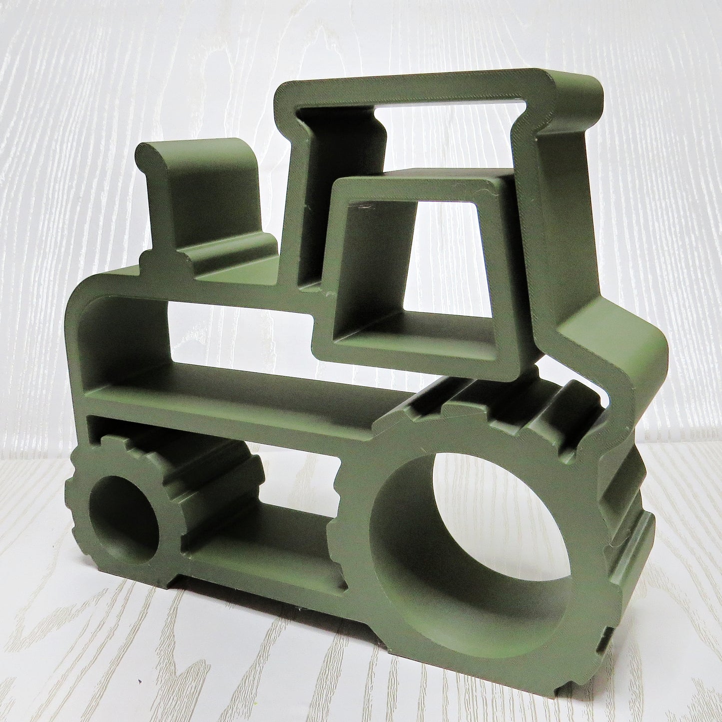 Tractor Mini Shelf – 3D Printed Olive Green Farm Tractor Open Frame Trinket Organizer – Kids Room Playroom Bedroom Desk Display Stand – Farmhouse Country Decor – Tractor Lover Farm Kids Gift
