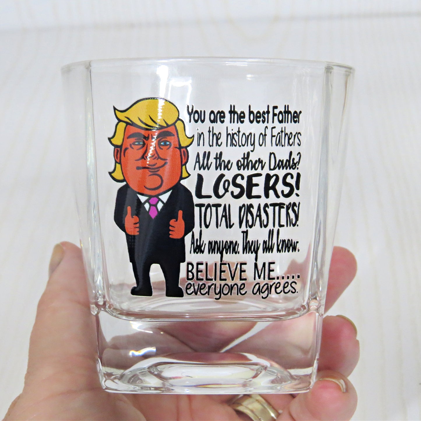 Best Dad Ever All the Other Losers Whiskey Glass from Kids Son Daughter - Father's Day Funny Gift for Men 8 Ounce