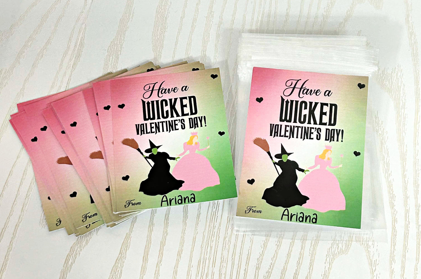 Kenzie's Boutique Handmade Personalized Have a Wicked Valentine's Day Cards - Custom School Exchange Cards with From Field - Unique Gift for Kids School Classroom - Add Candy Greeting Her Girl