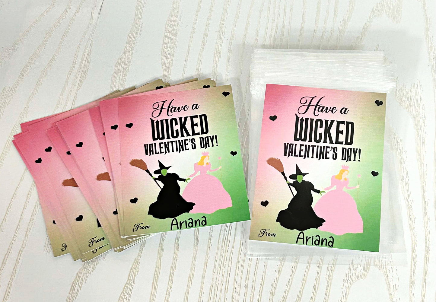 Kenzie's Boutique Handmade Personalized Have a Wicked Valentine's Day Cards - Custom School Exchange Cards with From Field - Unique Gift for Kids School Classroom - Add Candy Greeting Her Girl