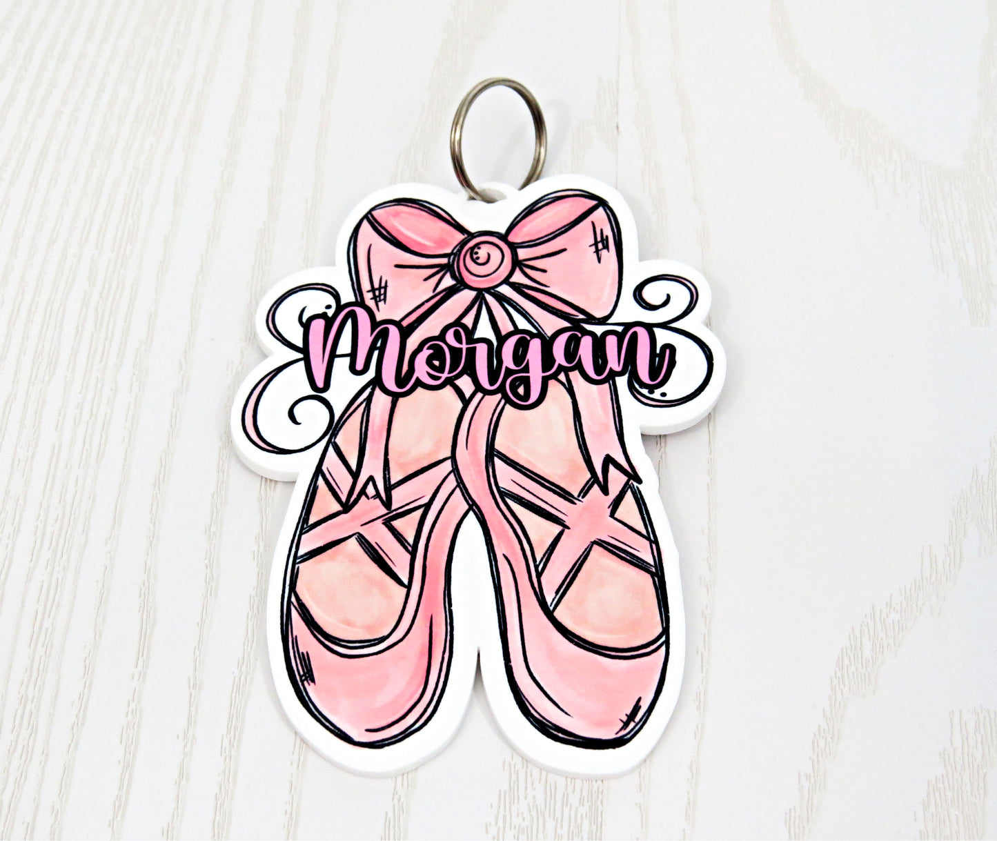 Personalized Ballet Bag Tag – Custom Dance Backpack Keychain with Name