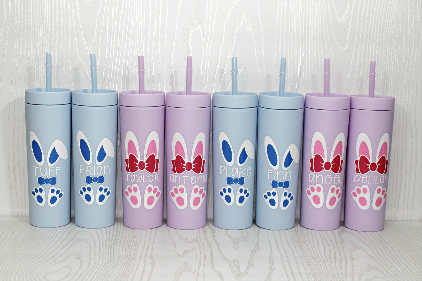 Personalized Easter Bunny Tumbler with Straw – Custom Name Cup for Kids