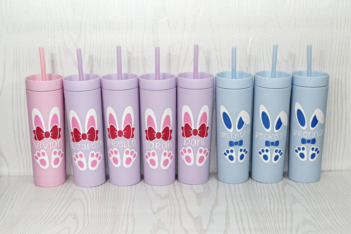 Personalized Easter Bunny Tumbler with Straw – Custom Name Cup for Kids