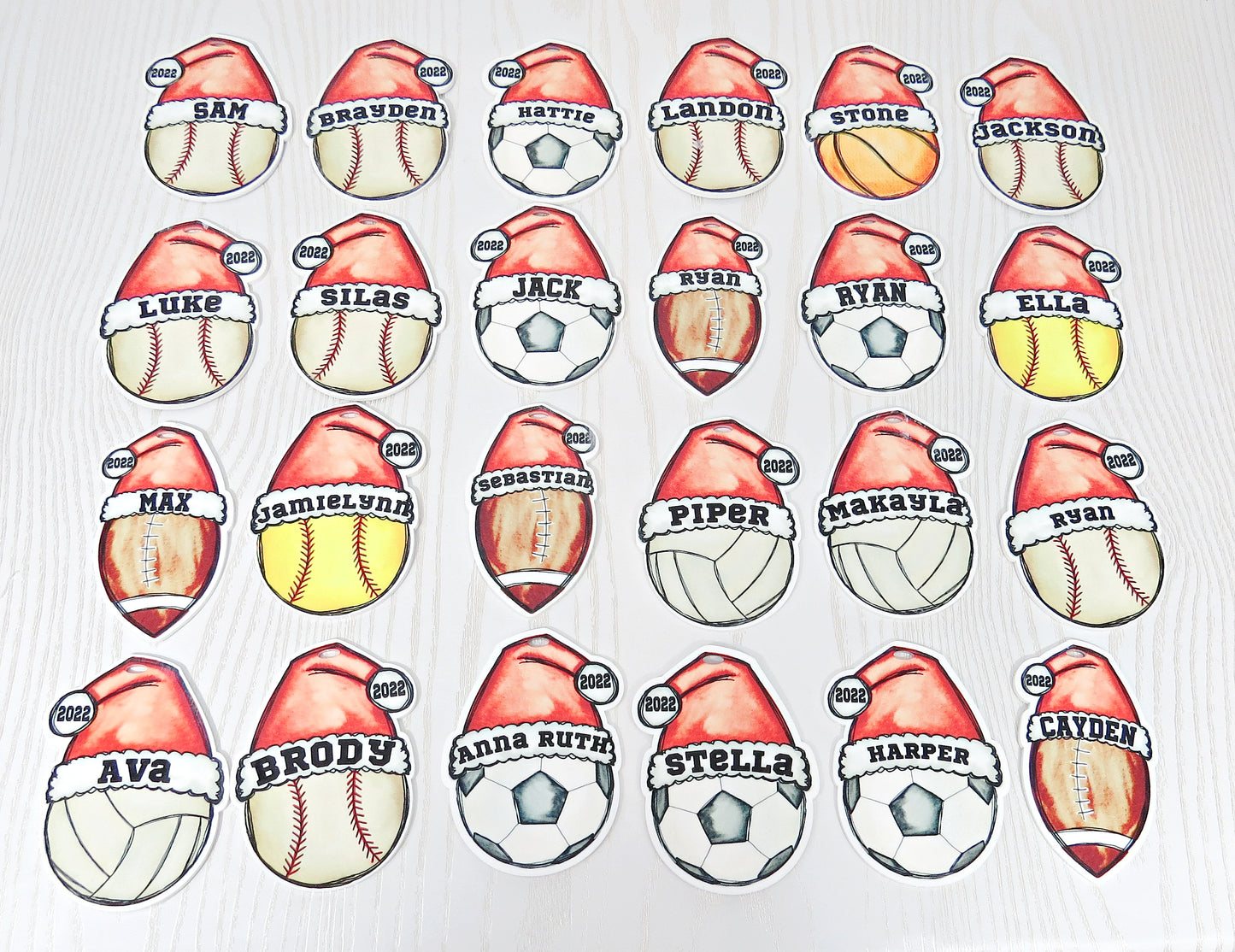Personalized Sports Christmas Ornament – Santa Hat Holiday Keepsake