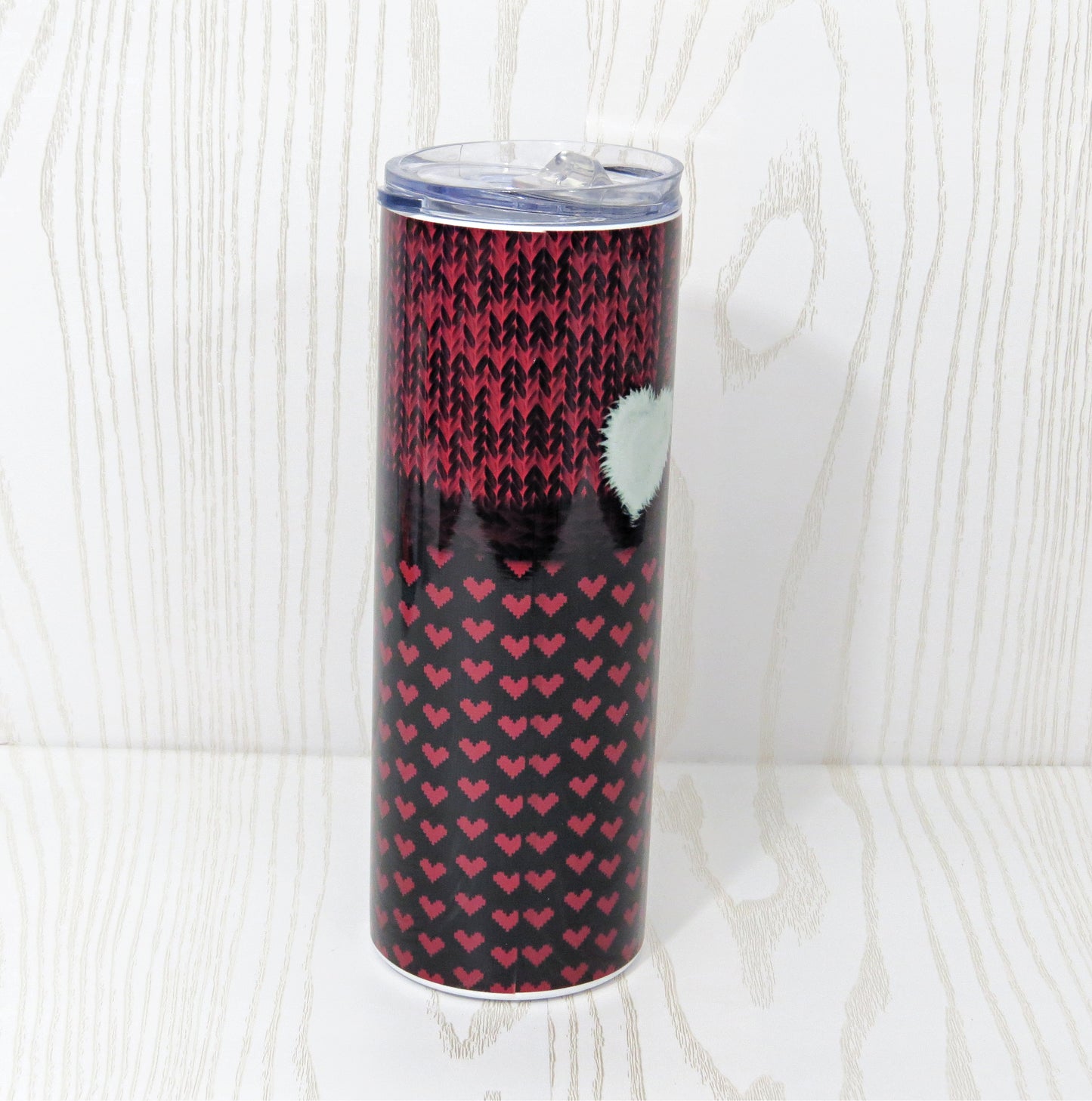 Gnome Valentine 20oz Stainless Steel Cup - Cute Funny Love Theme Drinkware Gift displayed on countertop