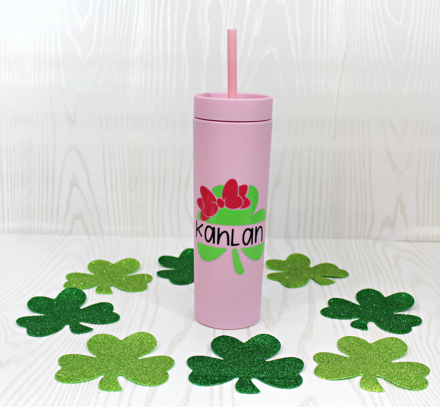 Personalized Four Leaf Clover Gift for Girls - Toddler Girl St Patricks Day Tumbler- LeprechaunBoy Gift