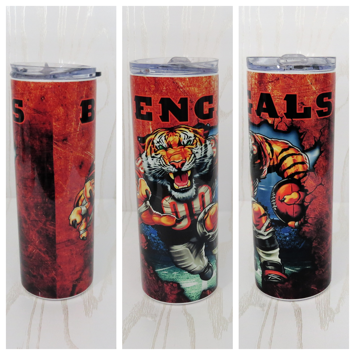 20 oz Cincinnati Football Stainless Steel Skinny Tumbler - Includes Straw and Lid