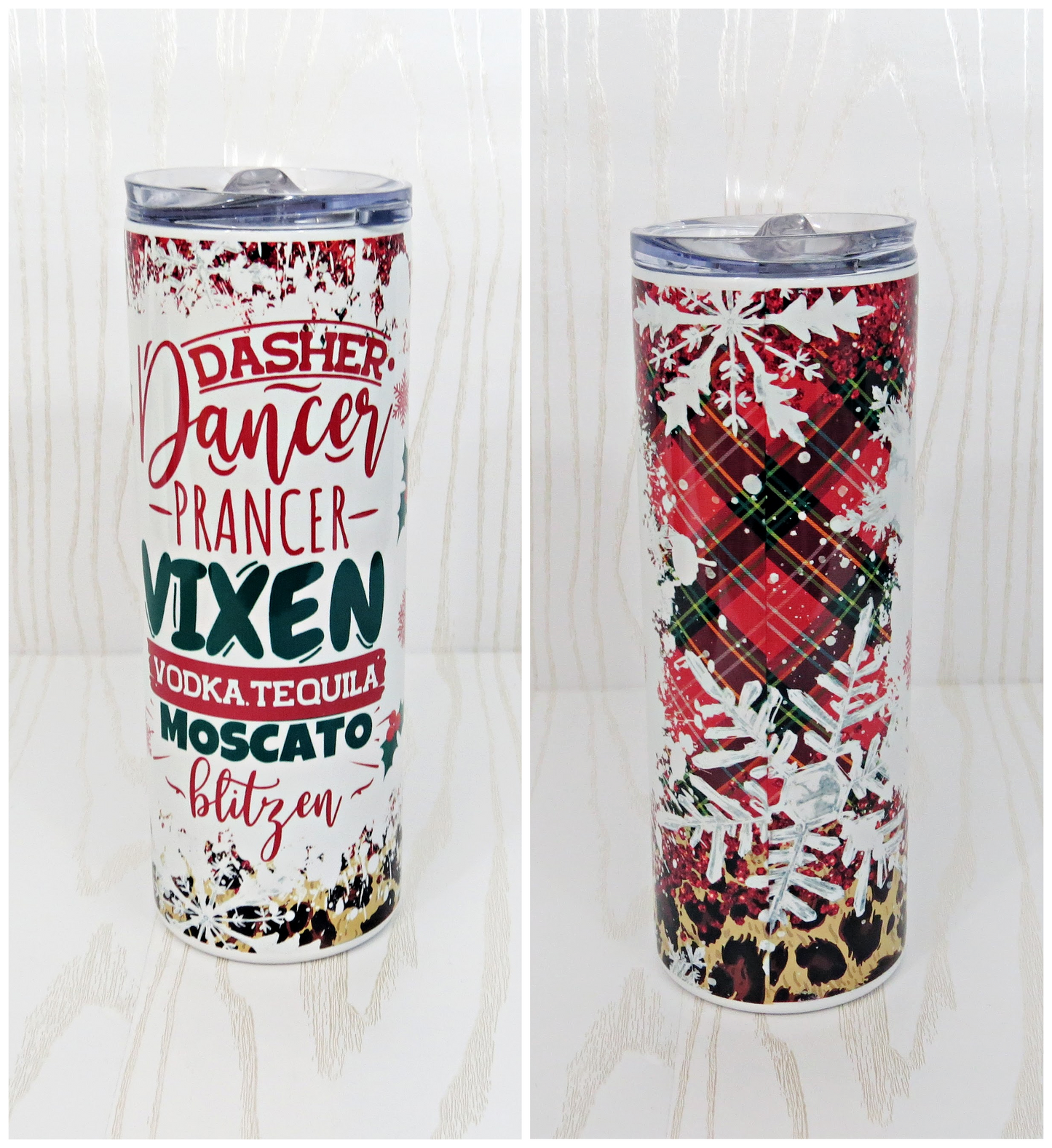 20 oz Blitzen Stainless Steel Skinny Tumbler - Includes Straw and Lid – Holiday Gift Secret Santa - Rudolph Reindeer