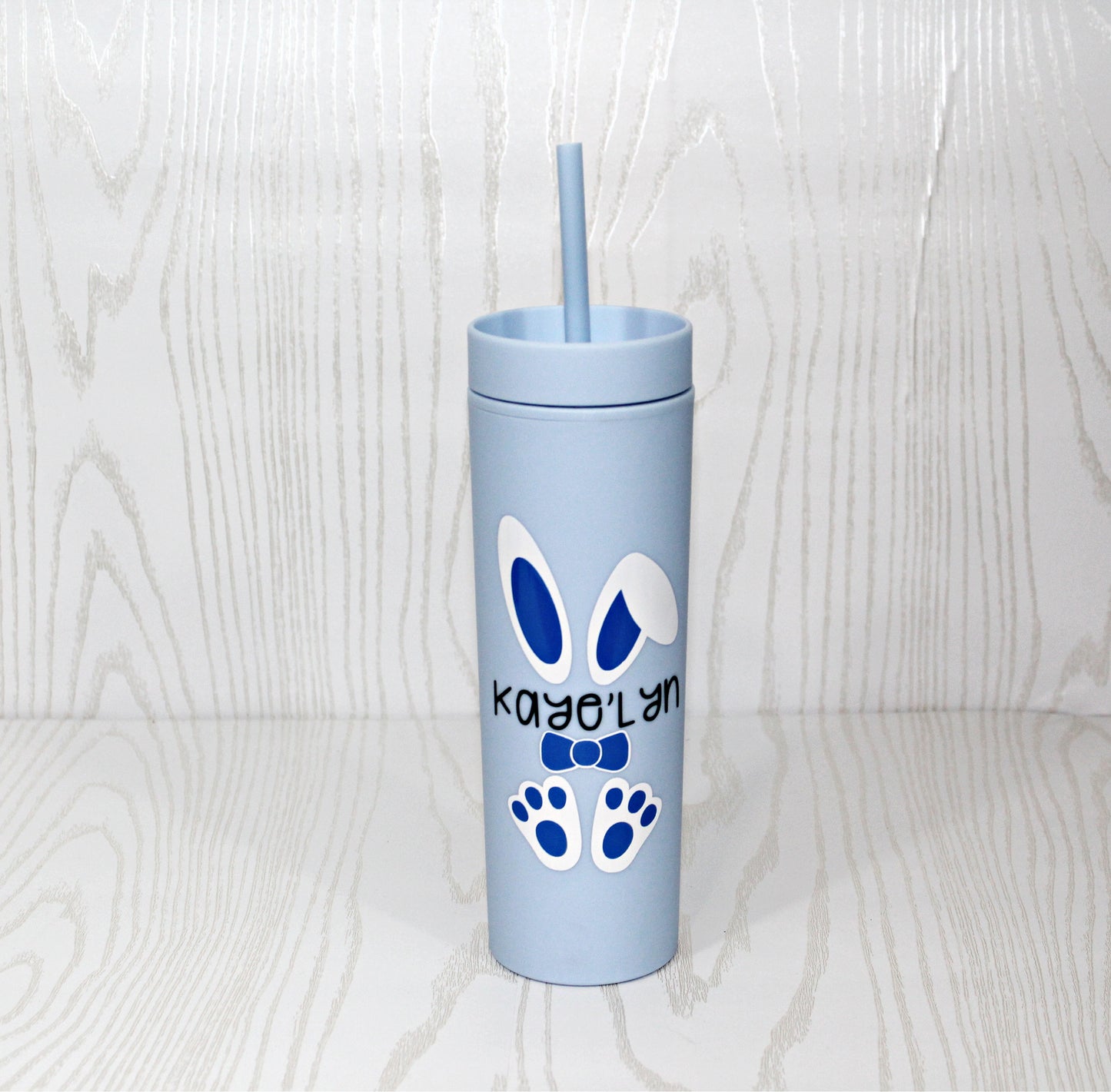 Personalized Easter Bunny Tumbler with Straw – Custom Name Cup for Kids
