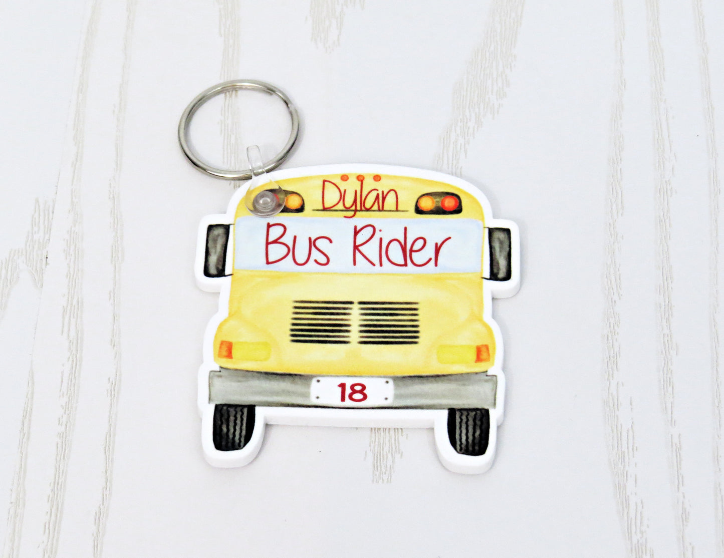 Custom Bus Rider Backpack Tag for Kids – Personalized School Keychain