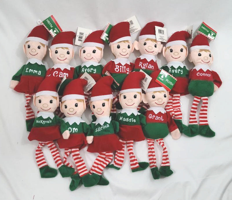 Personalized Christmas Elf Doll - Custom Name Holiday Plush Decoration - lifestyle display