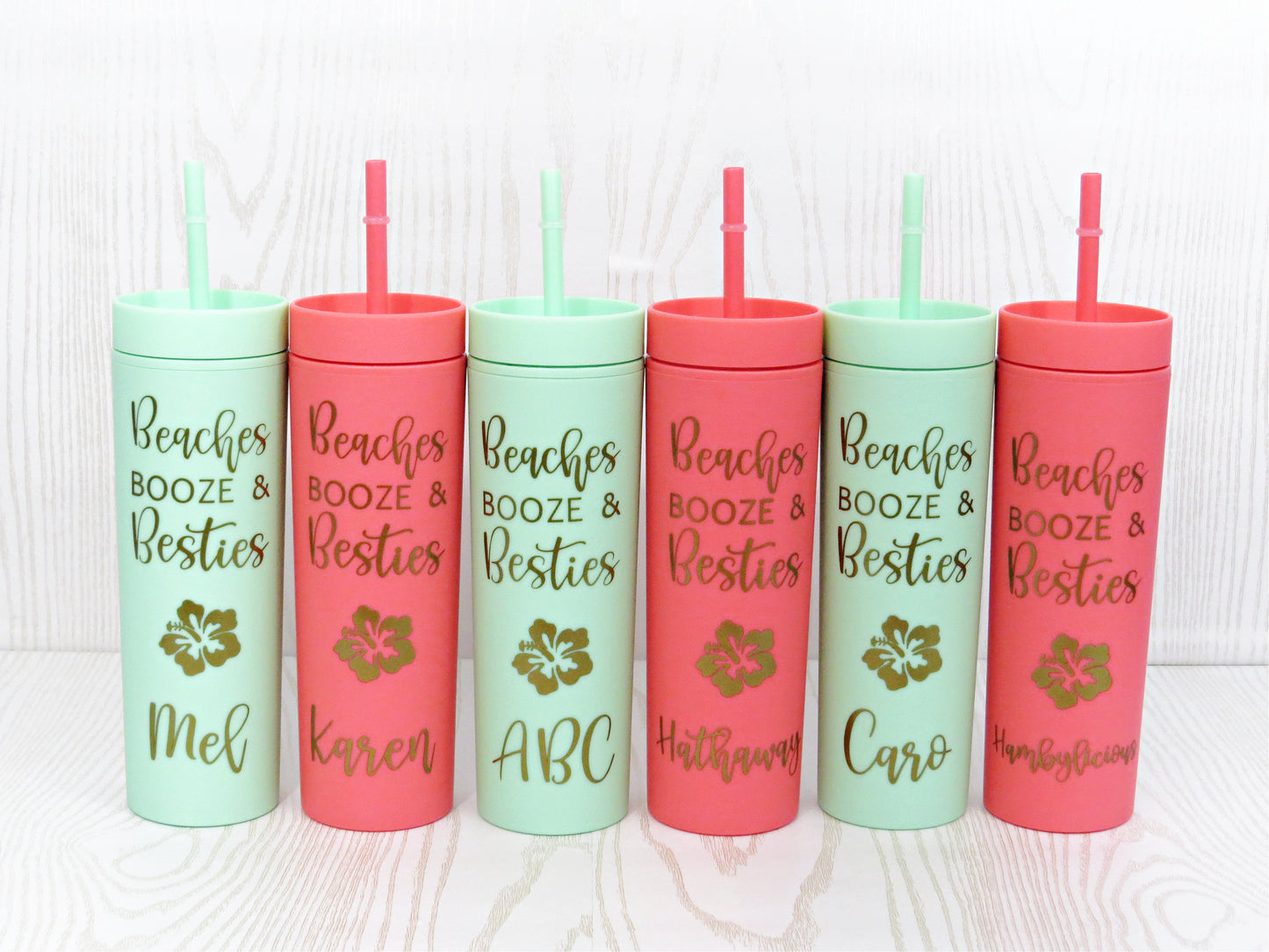 Beaches Booze Besties Tumbler - Girls Weekend - Girls Trip Tumbler - Customizable Tumblers