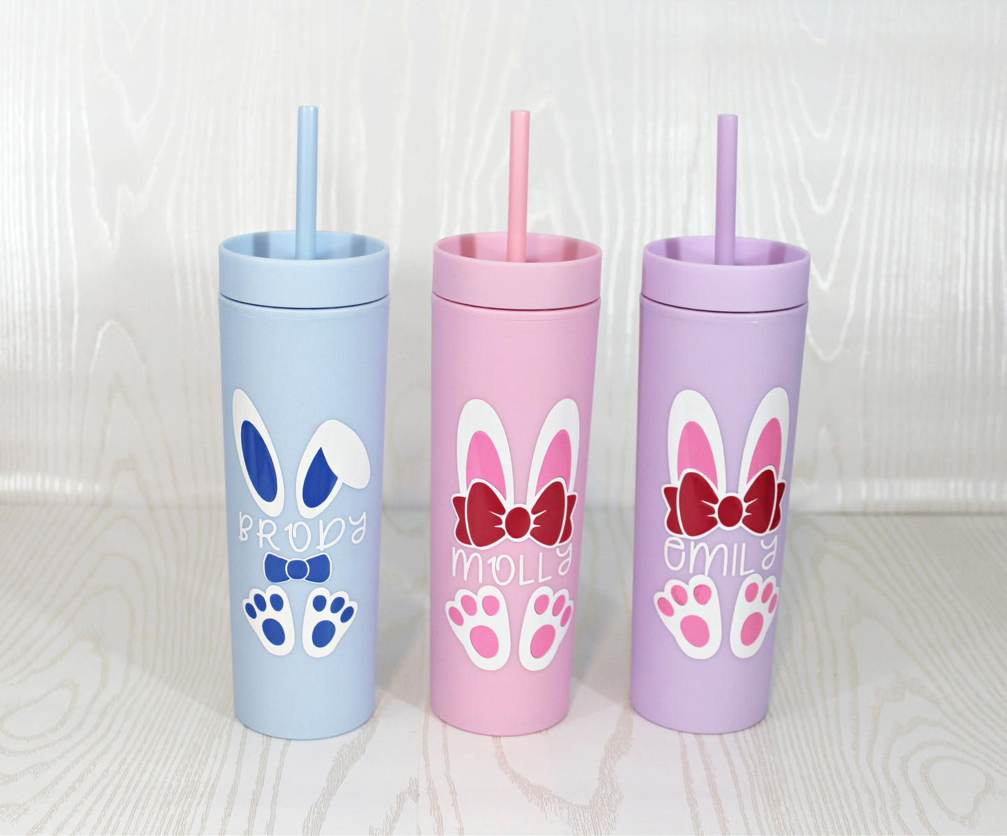 Personalized Easter Bunny Tumbler with Straw – Custom Name Cup for Kids