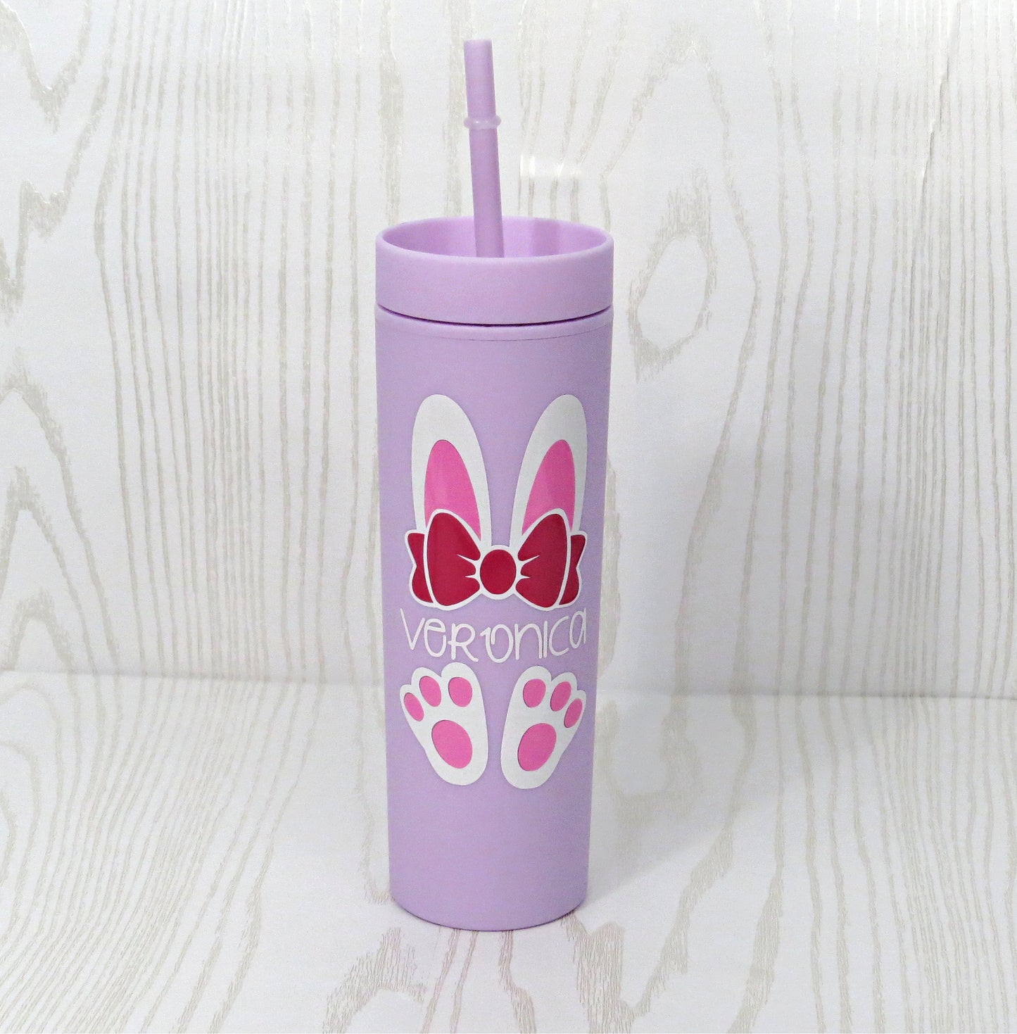 Personalized Easter Bunny Tumbler with Straw – Custom Name Cup for Kids