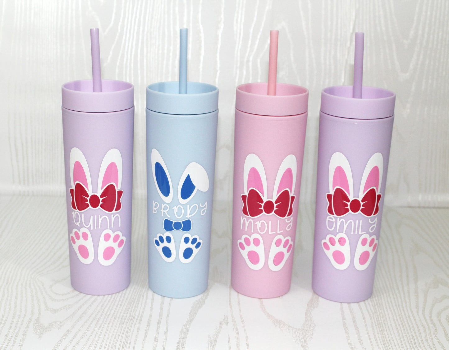 Personalized Easter Bunny Tumbler with Straw – Custom Name Cup for Kids