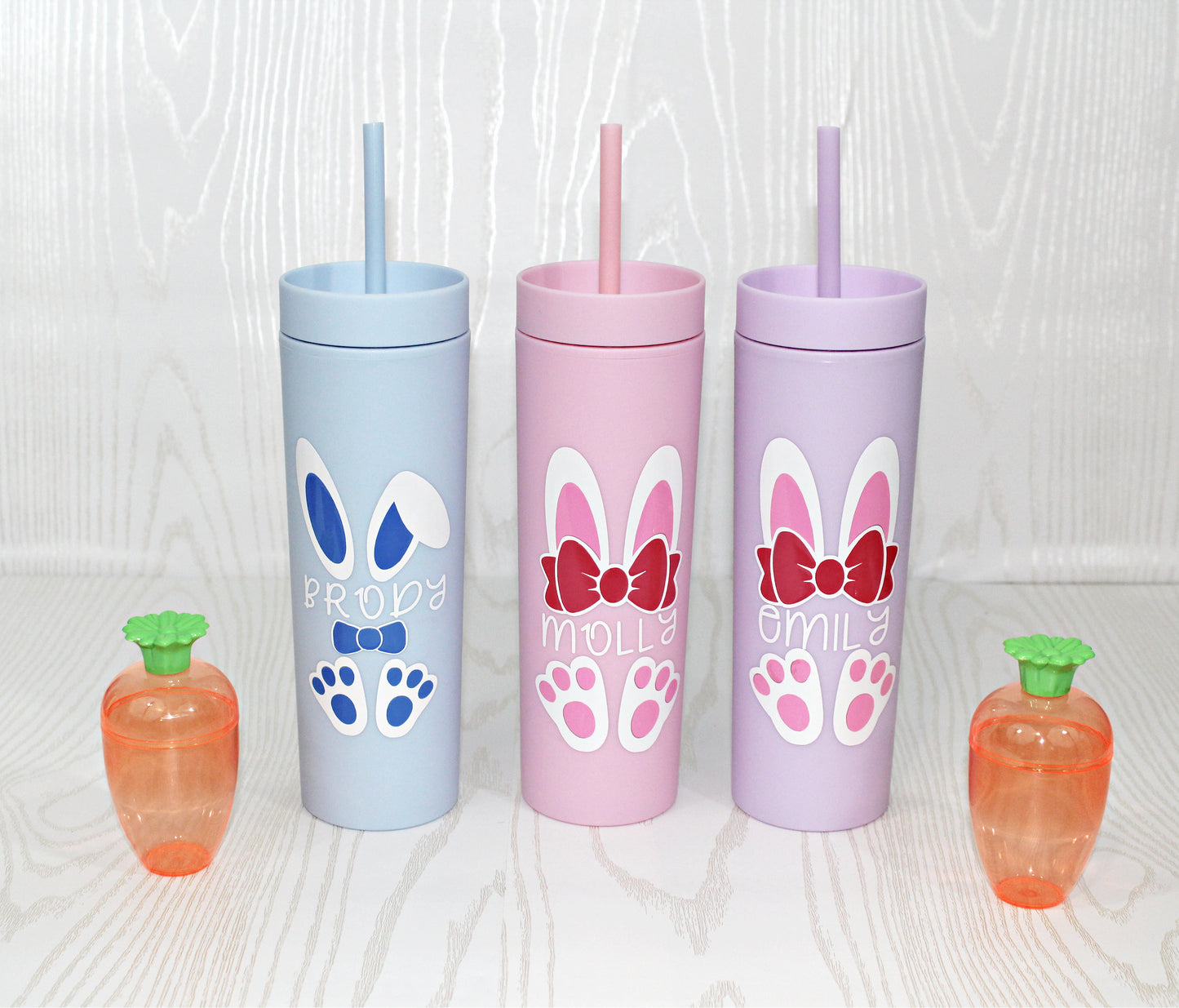 Personalized Easter Bunny Tumbler with Straw – Custom Name Cup for Kids