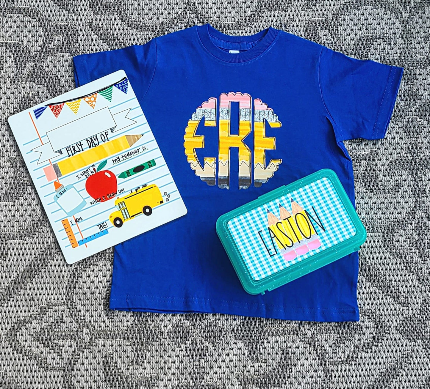 Back to School Monogram Tee Girls - Pencil Themed Clothes - Personalized Custom T-Shirt - Teacher Educator - Grade School