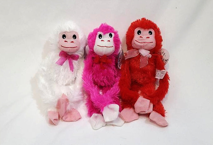 Kenzie's Boutique Handmade Personalized Valentines Day Hanging Monkey Plush Gift for Kids - Custom Stuffed Animal with Name – Hanging Lovey Velcro Hands – Boys Girls – Décor Classroom Exchange