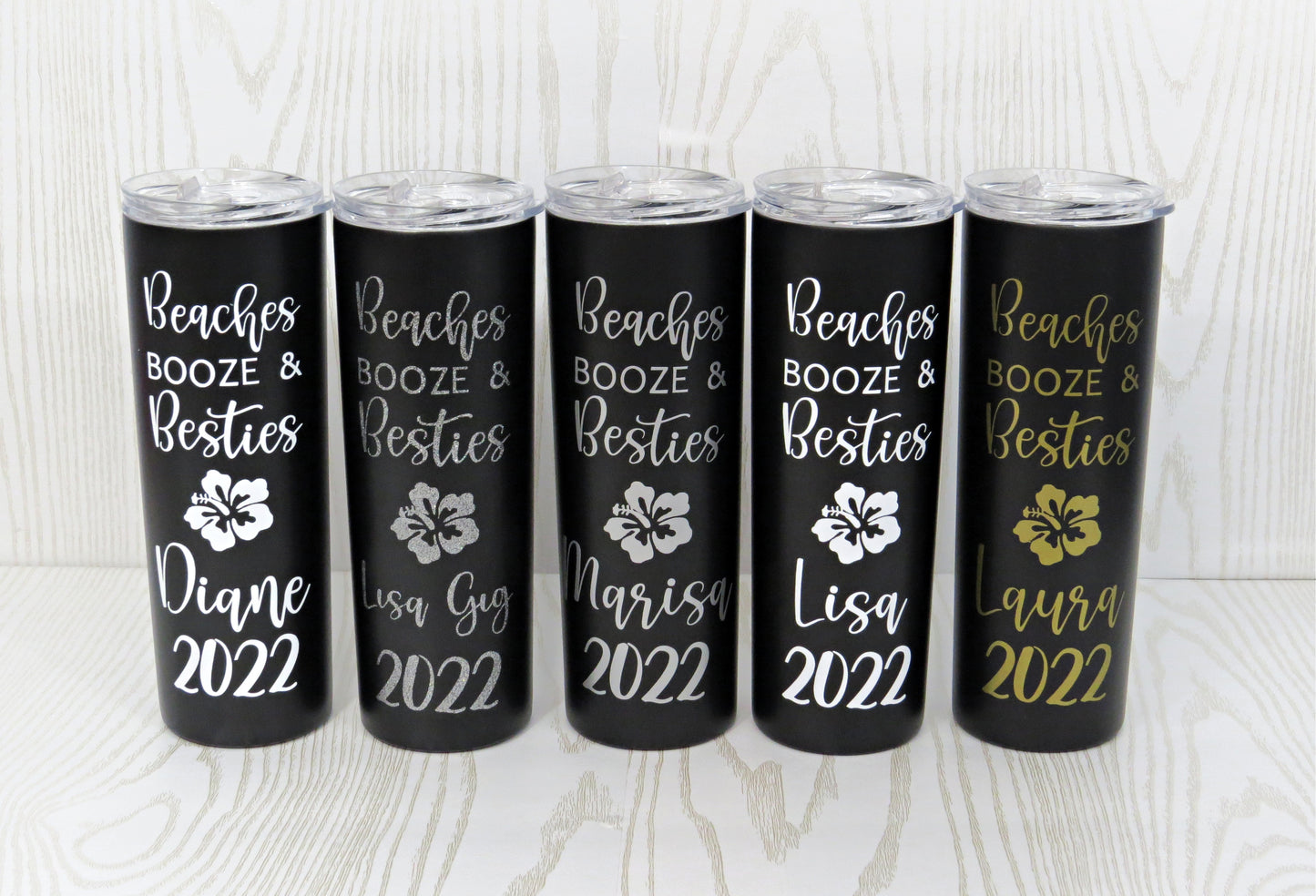 Beaches Booze Besties Tumbler - Girls Weekend Trip Tumbler - Customizable Tumblers - Personalized Tumblers - Vacation Tumblers – Stainless Steel