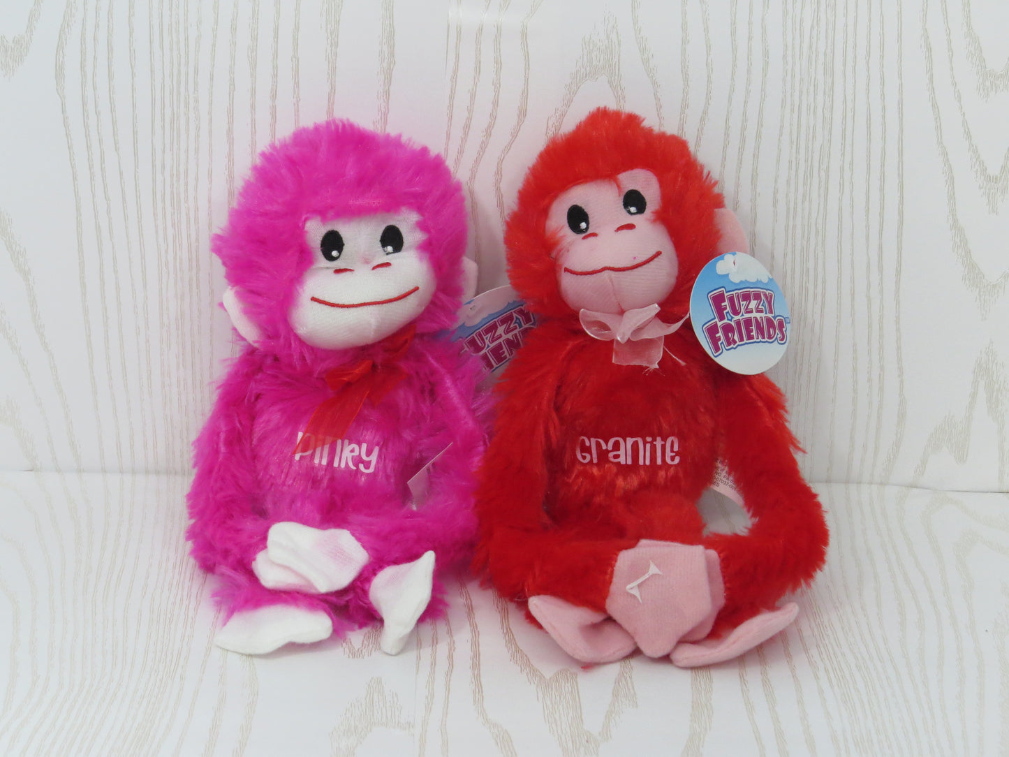 Kenzie's Boutique Handmade Personalized Valentines Day Hanging Monkey Plush Gift for Kids - Custom Stuffed Animal with Name – Hanging Lovey Velcro Hands – Boys Girls – Décor Classroom Exchange