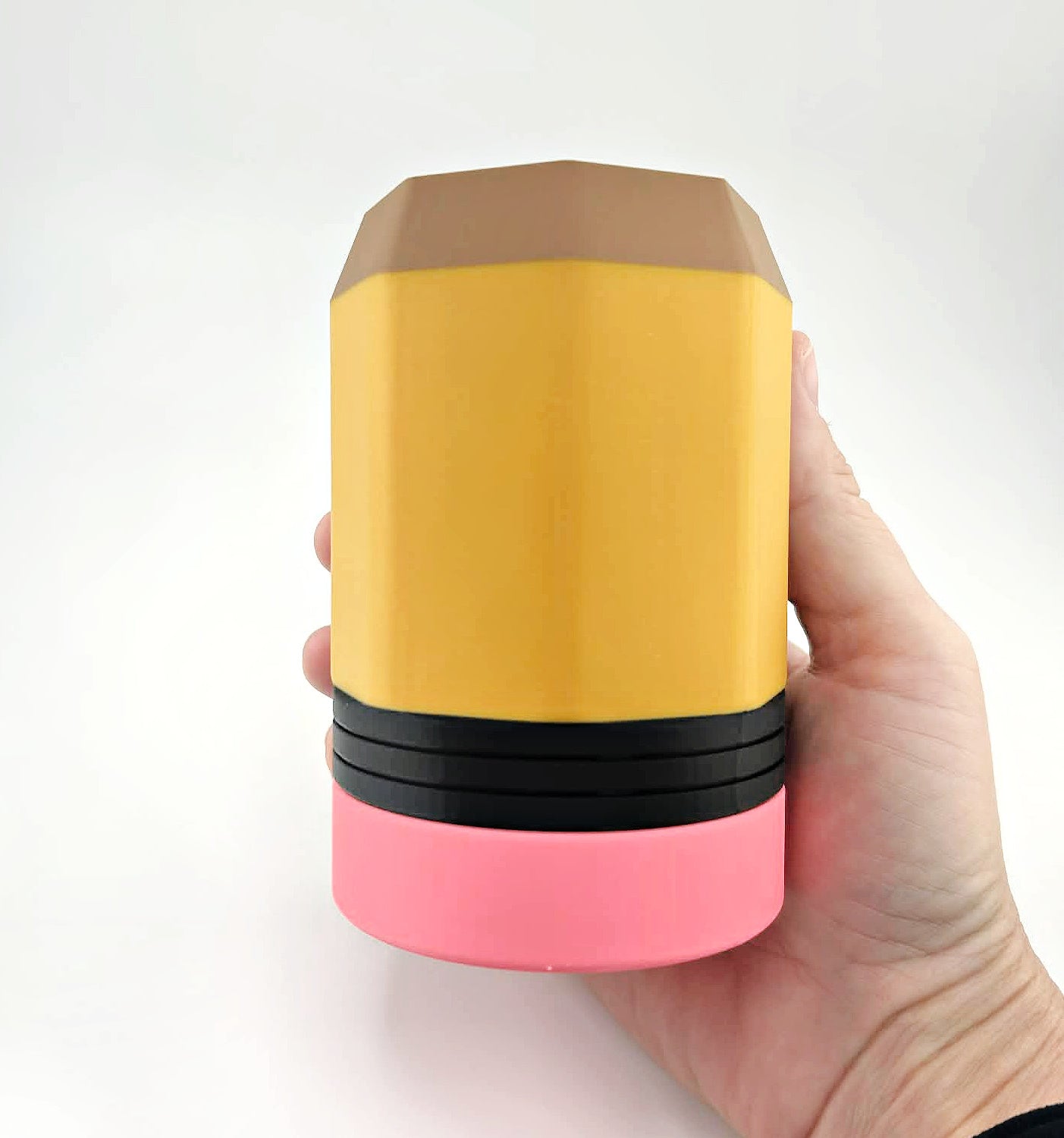 Pencil Desk Pencil Holder - Cute Teacher Desk Organizer & Classroom Gift - side view showing full length