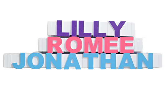 personalized 3d printed piggy bank with blue name letters on white block base for kids savings and nursery decor