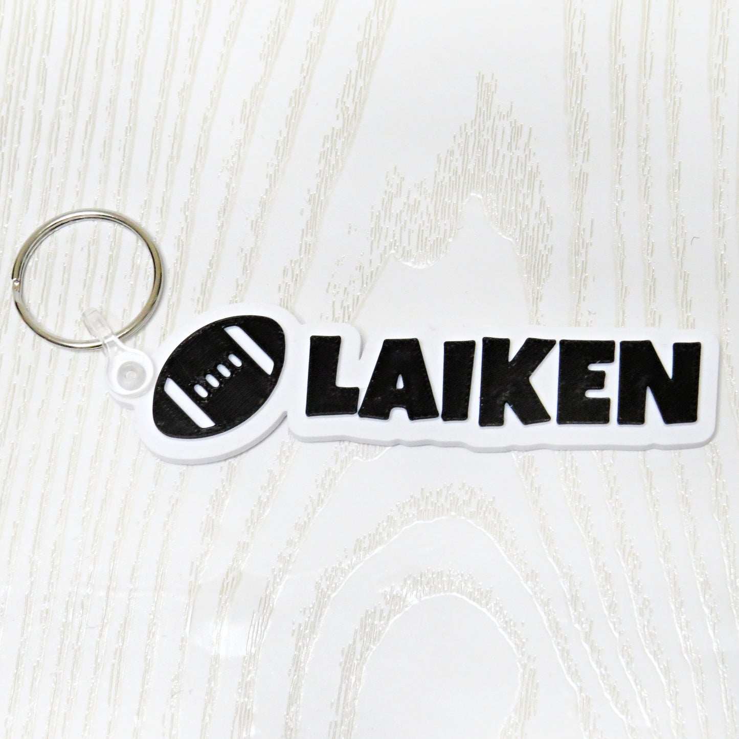 Personalized Football Keychain Bag Tag - side profile view