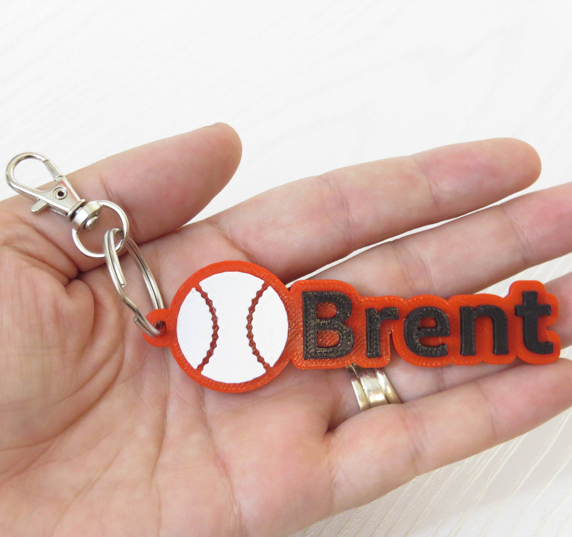 Personalized 3D Sports Name Keychain Bag Tag - Choose Your Sport - close-up of design detail