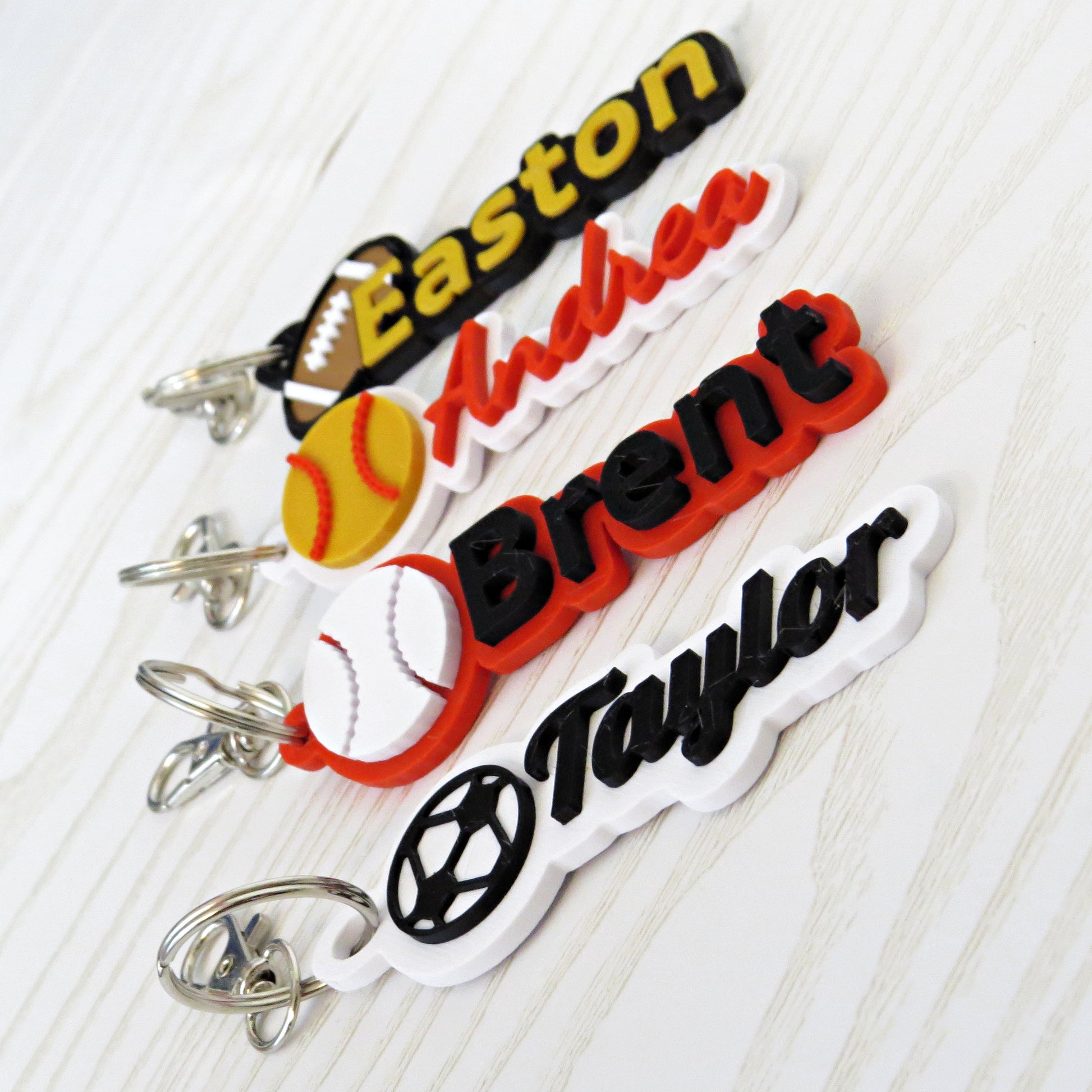 Personalized 3D Sports Name Keychain Bag Tag - Choose Your Sport - lifestyle photo being carried