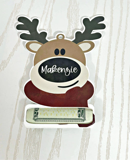 Custom Reindeer Money Holder Ornament – Personalized Christmas Cash Gift for Kids