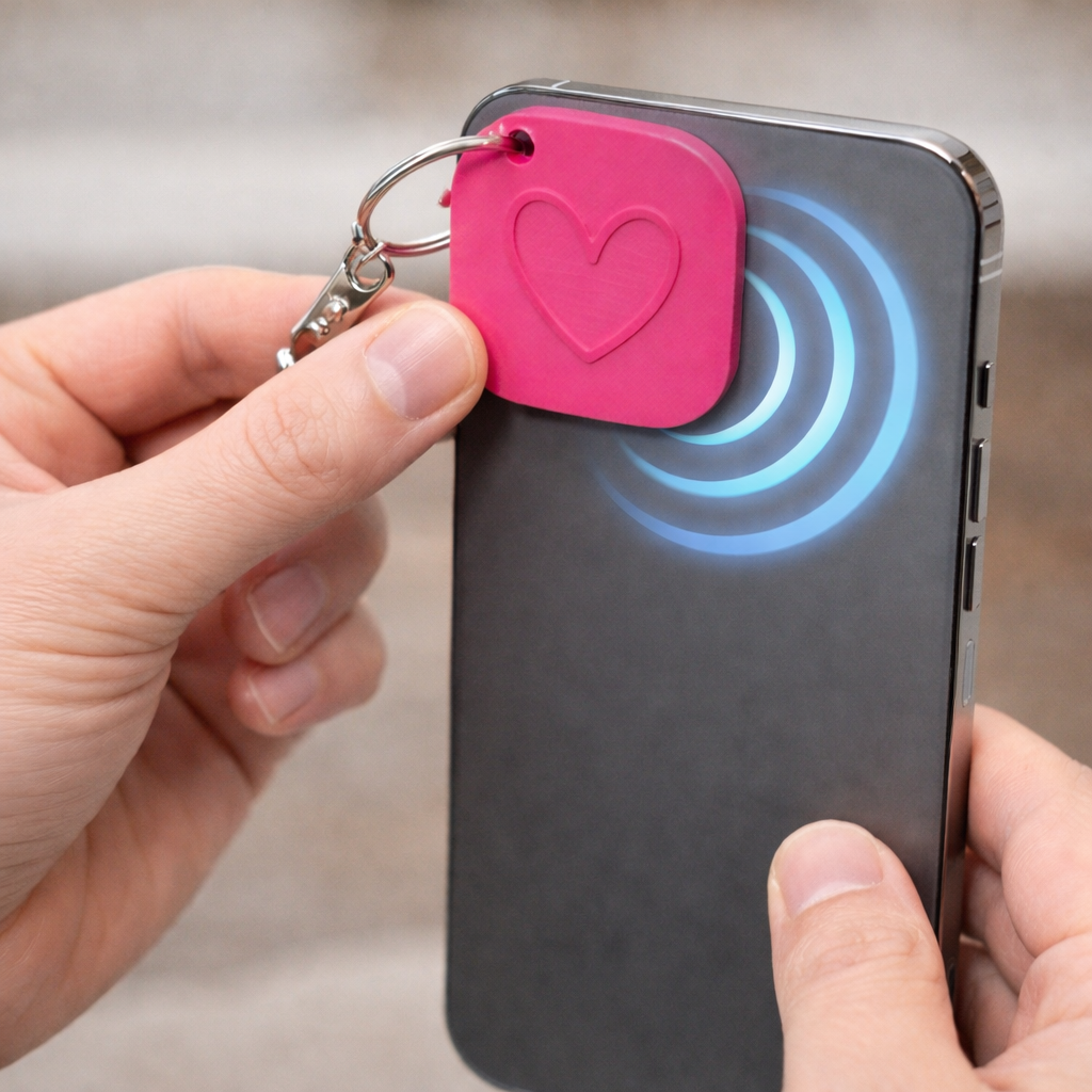 Heart nfc keychain tag smart tap digital sharing keychain with metal clip