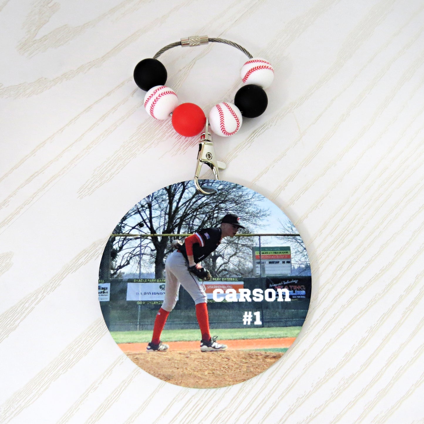 Personalized Baseball Mom Bag Tag with Name for Purse Backpack Sports Bag - Custom Kids Picture Acrylic ID